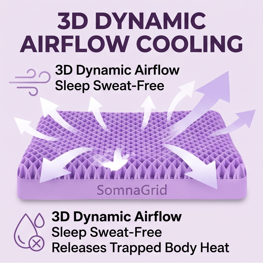 SomnaGrid™ Zero-Pressure Cooling Pillow